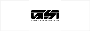 A black and white logo of gomez sim industries.