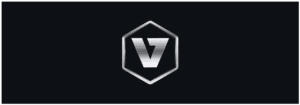 A black and white logo of the v symbol.